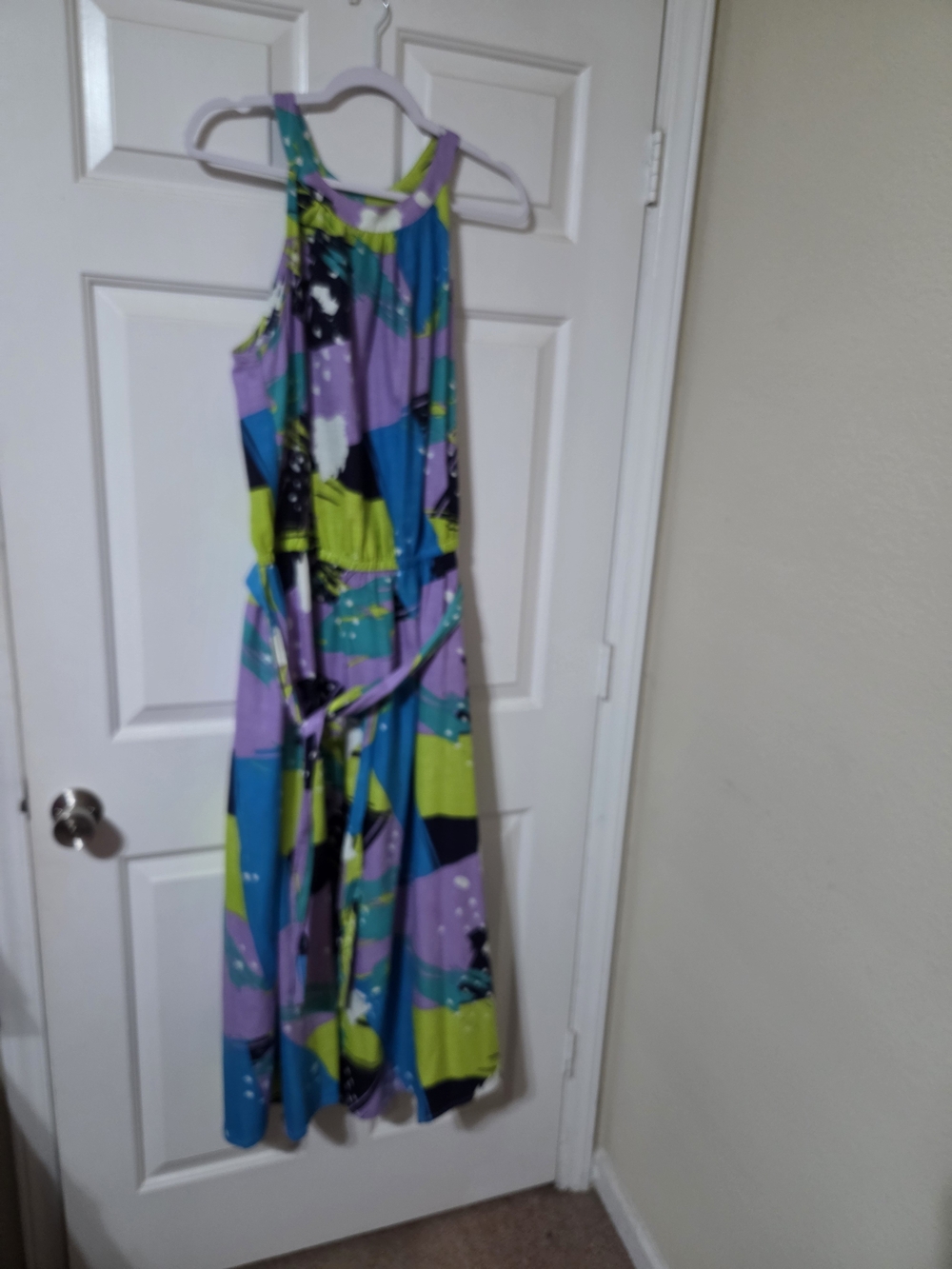 Ashley Stewart Sz 18/20 Maxi Dress in Purple, Blue & Lime